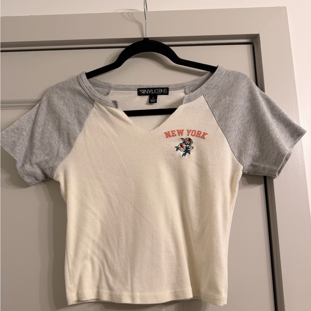 Vinyl Icons Gray and Cream Baby Tee